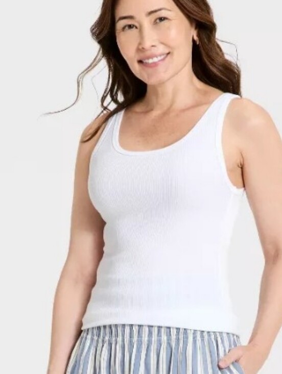 a new day Tops - a new day White Ribbed Scoop Neck Tank Top Shirt Small New Target